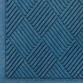 M+A Matting - 221560023 221 Waterhog Fashion Diamond Polypropylene Fiber Entrance Indoor/Outdoor Floor Mat, SBR Rubber Backing, 3' Length x 2' Width, 3/8" Thick, Medium Blue