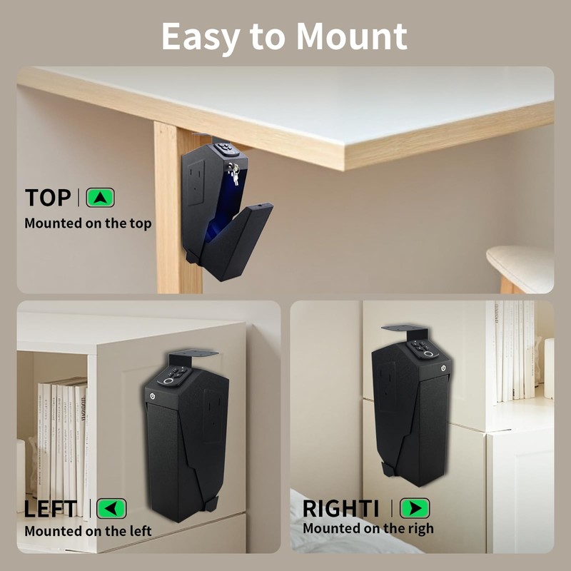 Biometric Gun Safe box, 3-Way Unlock pistol safe: Fingerprint, Digital