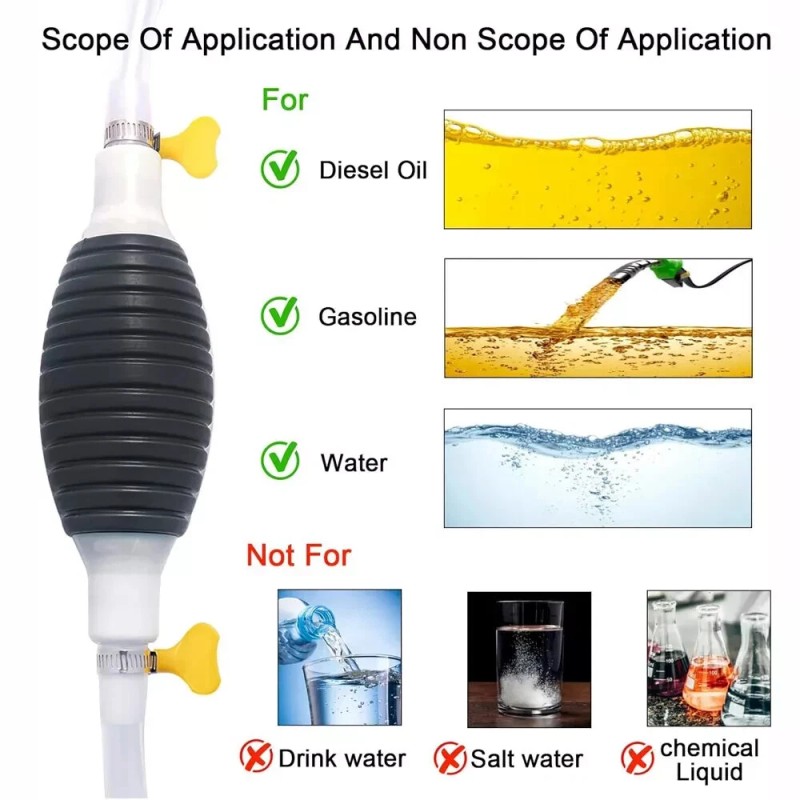 Car Fuel Tank Sucker High Flow Siphon Hand Pump for