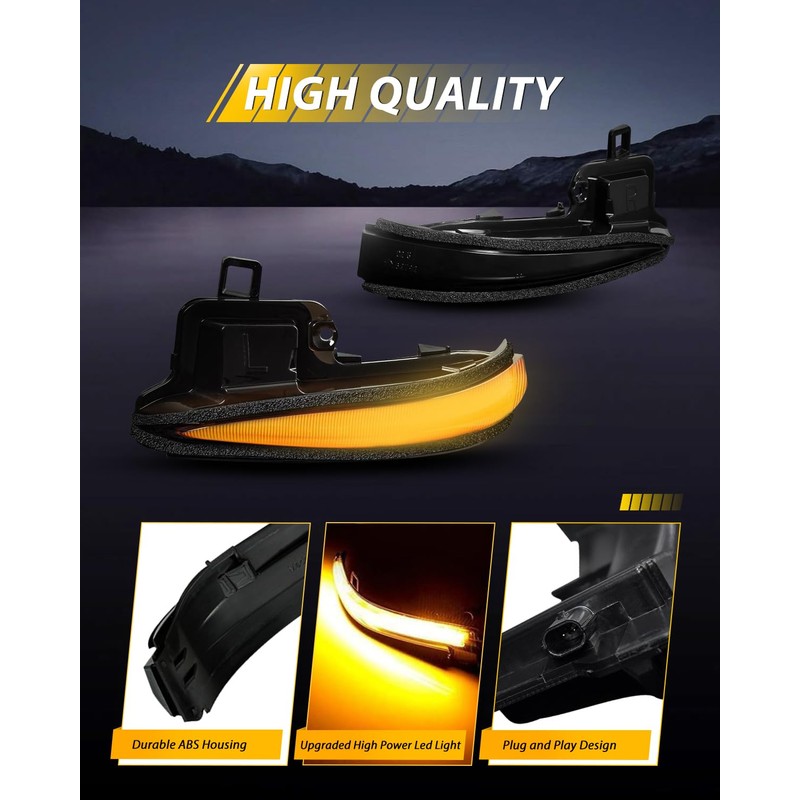 LESAUCE LED Side Mirrors LED Sequential Dynamic Smoked Lens Turn
