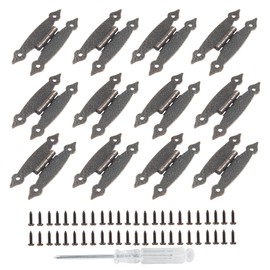 Kyuionty 12 Pack H-Shape Cabinet Hinges, Hammercraft Flush Door Hinge for Kitchen Cupboard Wardrobe (Antique Copper)