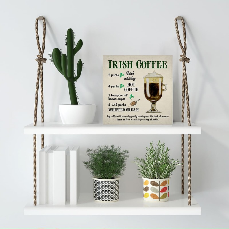 Coffee Decor, St. Patricks Day Irish Coffee Wooden Sign Home