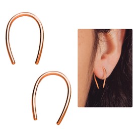 Horseshoe Pull Through Earrings in Silver, Gold or Rose Gold | Wire Open Threader Huge Hoops for Women and Girls