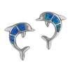 Sterling Silver Synthetic Blue Opal Dolphin Stud Earrings