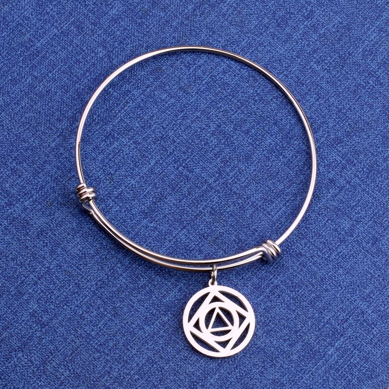 Detailed AA & NA Anonymous Dual Charm Bracelet 12 Steps