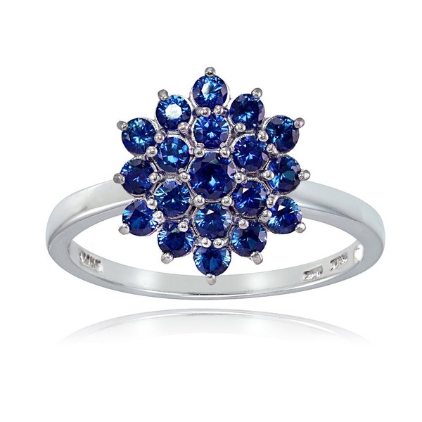 Ice Gems Sterling Silver Created Blue Sapphire Flower Ring, Size