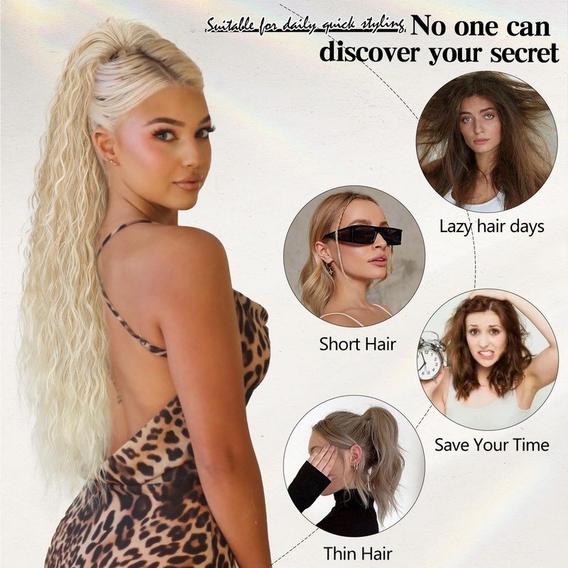 CHRSHN Ponytail Extension, Claw Clip Ponytail Extension 26 Inch Long