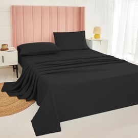MICORAL ProBreathing Queen Sheet Set 4pcs | 60% Microfiber 40% | 16" Deep Pocket | Cool and Ultra Soft Bedding Sheets | Hotel Luxury Bed Sheet | Charcoal Black