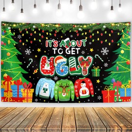 Ugly Sweater Christmas Backdrop Ugly Sweater Party Decorations Banner New Year Winter Xmas Decor Ugly Christmas Sweater Party Decorations for Home Party
