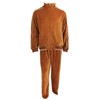 Sweatsedo Burnt Orange Mens Velour Tracksuit with White Piping (Medium)