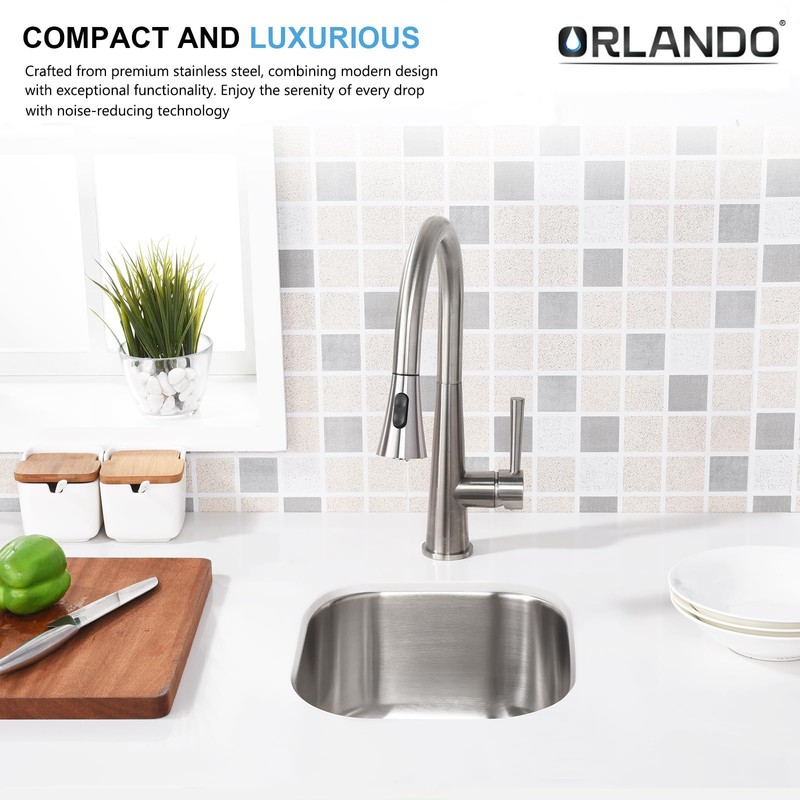 ORLANDO 13x13 inch Undermount Bar Sink, 18-Gauge Stainless Steel Single