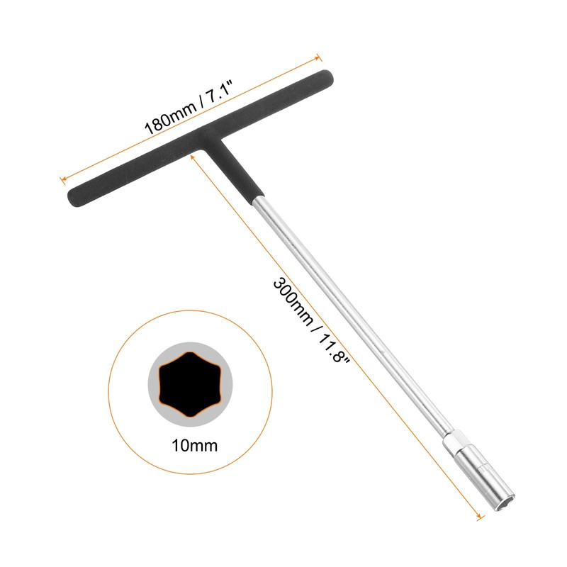 HARFINGTON T-Handle Metric Socket Wrench 10mm CR-V 6-Point Hex Hexagon