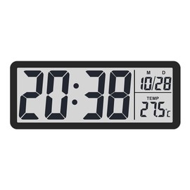 Nhemeylp Digital Clock, Digital Wall Clock with Big Digits, LED Display Desk Clock, Large Digital Clock for Living Room Bedroom Office School Garage Warehouse (Black)