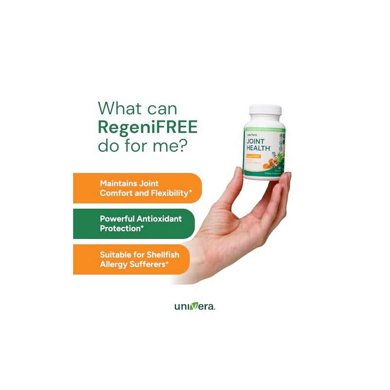Univera RegeniFREE, Salud de las articulaciones, flexibilidad, sin mariscos, 60