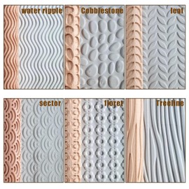 TALOEYH 6 Styles Modelling Pattern Roller, Wooden Texture Roller, Handmade Clay Rolling Pin, Textured Hand Roller, Ceramic Tools for DIY Crafts (Type 2)