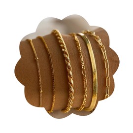 6Pcs Gold Bracelets for Women,Thin Dainty Stackable Cuban Link Paperclip Chain Bracelet Adjustable Layered Punk Bracelets Pack Minimalist Simple Fashion Bracelets Waterproof Jewelry Gifts for Women Girls