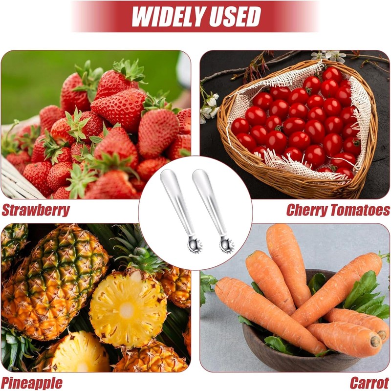 2PCS Stainless Steel Corer: Military-Grade Fruit & Vegetable Huller Tool