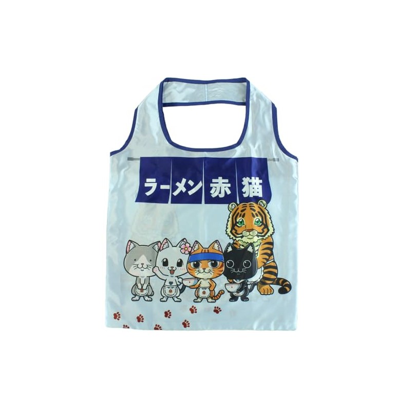 Yasuda Tsusho Red Cat Ramen Eco Bag with Storage Pouch
