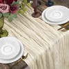 CUEMOON Stylish Bohemian Gauze Natural Beige Table Runner, Thin Table