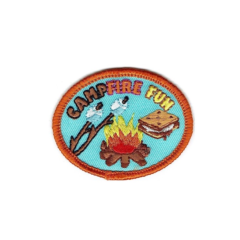 Campfire Fun Patch Featuring S'More and Marshmallows for Jackets, Backpacks,