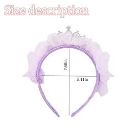 Priness Hairband Crown Headband for Girls Rhinestone Birthday Party Hair Accessories Fairy Hair Decora for Kids, Purple