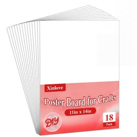 18 Pack Poster Board, 11in x 14in White Poster Board Paper for Crafts, DIY, Drawing