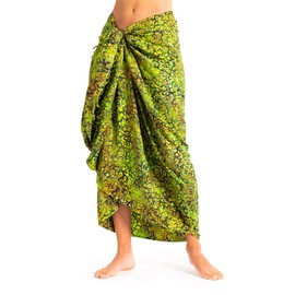 PANASIAM Sarong in green tones, scarf, towel, beach towel, wrap dress, soft natural fabrics, fair production, B206 Green Flower