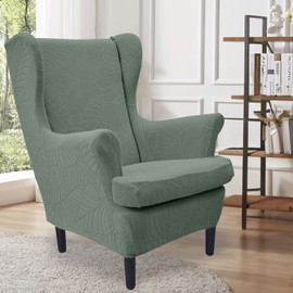 HAOYONG Waterproof Wing Chair Slipcovers Stretch Wingback Chair Covers 4 Pieces Wingback Armchair Removable Slipcover Chair Slip Covers Washable Armchair Protector Cover for Living Room and Bedroom