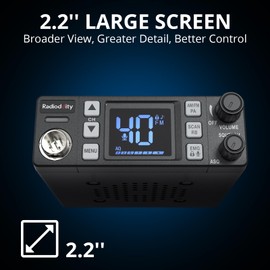 Radioddity CB-606 CB Radio, 40 Channel Mobile CB Radio with AM/FM/PA Modes, 2.2’’ LCD Screen, Instant Channel 9/19, VOX, Roger Beep, TOT, ASQ/SQ, for Off-Road Adventure