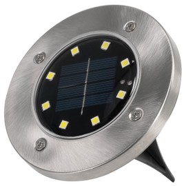 Solar Ground Spotlight with 8 LEDs White Stainless Steel Recessed Light 12 cm Path Lighting Path Marking Garden Lighting Walkway Stair Light