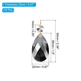 PATIKIL Teardrop Crystal Chandelier Pendants Beads, 10 Pack 60mm Length 38mm Chandelier Prisms Parts Ornaments Hanging Beads for DIY Arts Crafts Decoration, Electroplating Gray