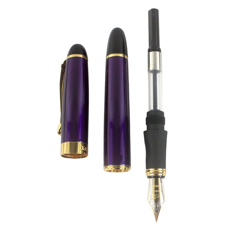 Gullor Jinhao X450 Fountain Pen, Gold Trim, Medium Nib, Purple