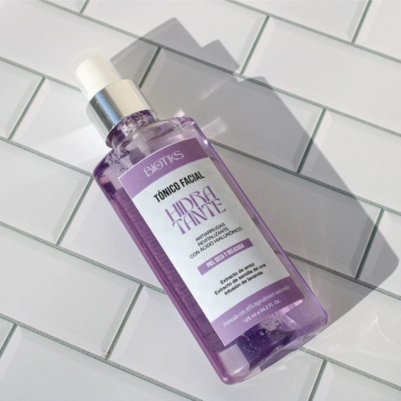 Tónico facial hidratante antiarrugas, piel seca/sensible (ácido hialurónico, lavanda)