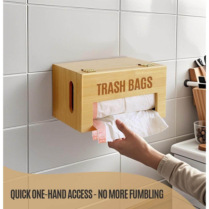 Libreshine Extra Large Bamboo Trash Bag Dispenser Holder for Tall
