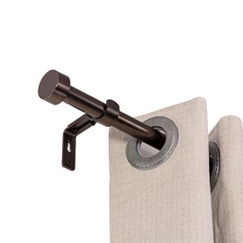 WORLD RODS Modern Curtain Rods for Windows 18 to 144 Inches, 1 Inch Metal Drapery Rods, Adjustable Heavy Duty Long Single Curtain Pole for Living Room Bedroom, Crimson Black, with Aluminium Finials