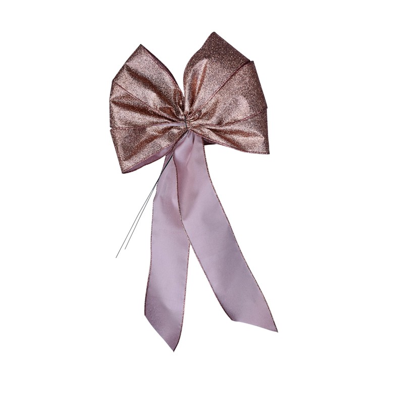Rose Gold Glitter Glimmer Wired Holiday Wreath Bow (8, Large)