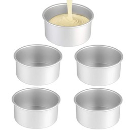 Paquete de 5 moldes para tartas de 5 pulgadas x 2 pulgadas, mini molde para pasteles, molde redondo de aluminio, utilizado para reuniones familiares para hornear mini pizza, quiche