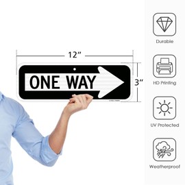 GicnKeuz One Way Sign with Right Arrow, 18x6 Inches Rust Free Engineer Grade Reflective Aluminum,Fade Resistant,Two pre-drilled holes, Outdoor Use(2 Pack)