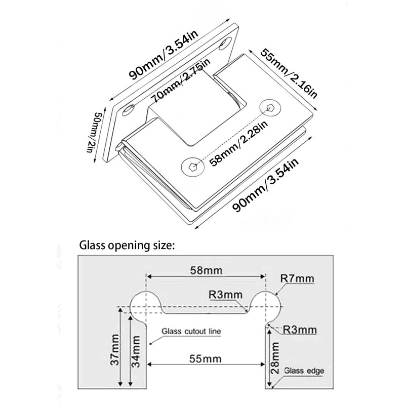 WANLIAN 90 Degree Glass Shower Door Hinges,Shower Hinges Replacement Parts