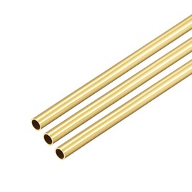 sourcing map Round Tube Brass Hose for Weld Capability Seamless Straight Pipe Oxidation Resistance 0.5 mm Wall Thickness 5 mm OD 300 mm Length Pack of 3