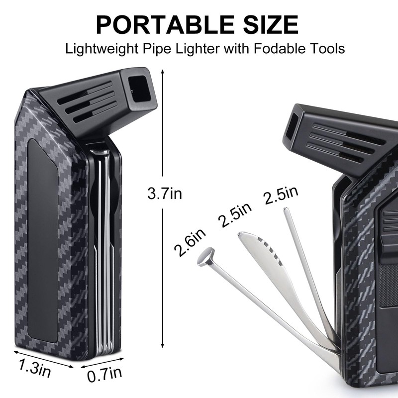 FLABOX 3 in 1 Pipe Lighter,Refillable Butane Lighter with 3