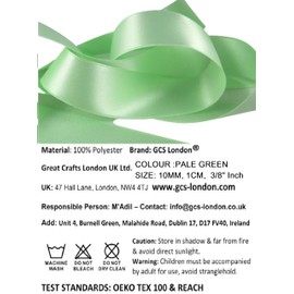 25 Yards / 23 Meters of Satin Ribbon 10mm - (Pale Green) for Gifts Wrap Decoration Party Cloth Art & Crafts, Bows, Wedding Card Making, Events, Christmas