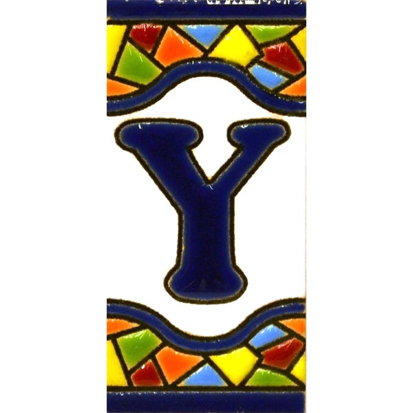 Art Escudellers Handpainted polichrome ceramic tiles. letters and numbers handpainted