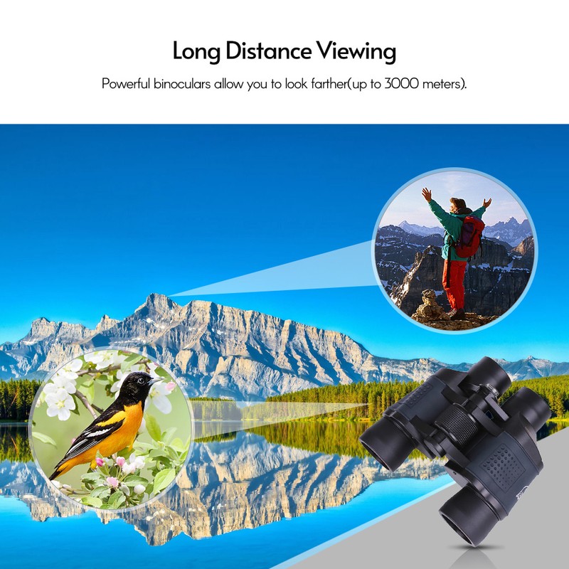 60x60 Binoculars Compact Waterproof Binocular Telescope with Low Light Night