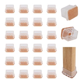 COEWUR Pack of 24 Chair Leg Caps Rectangular Felt Chair Leg Protectors Rubber Transparent Protective Caps for Chair Legs Hardwood Floors Tile Floors and Laminate (Fit: Length 33-40 mm, Width 24-30 mm)