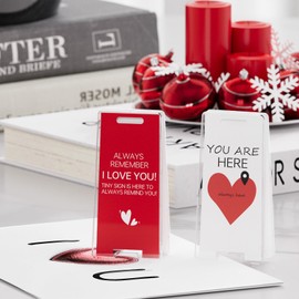 Keilefo Valentines Day Gifts for Girls, 2 Mini Signs and 1 Card with Envelope, I Love You Reminder Small Sign and You Are Here In My Heart little Sign, Romantic Love Themed Plaques Decor