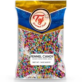 TAJ Fennel Candy 14oz | Mouth Freshner Sugar Coated Fennel Seeds (Saunf) 400g