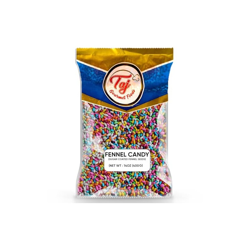 TAJ Fennel Candy 14oz | Mouth Freshner Sugar Coated Fennel
