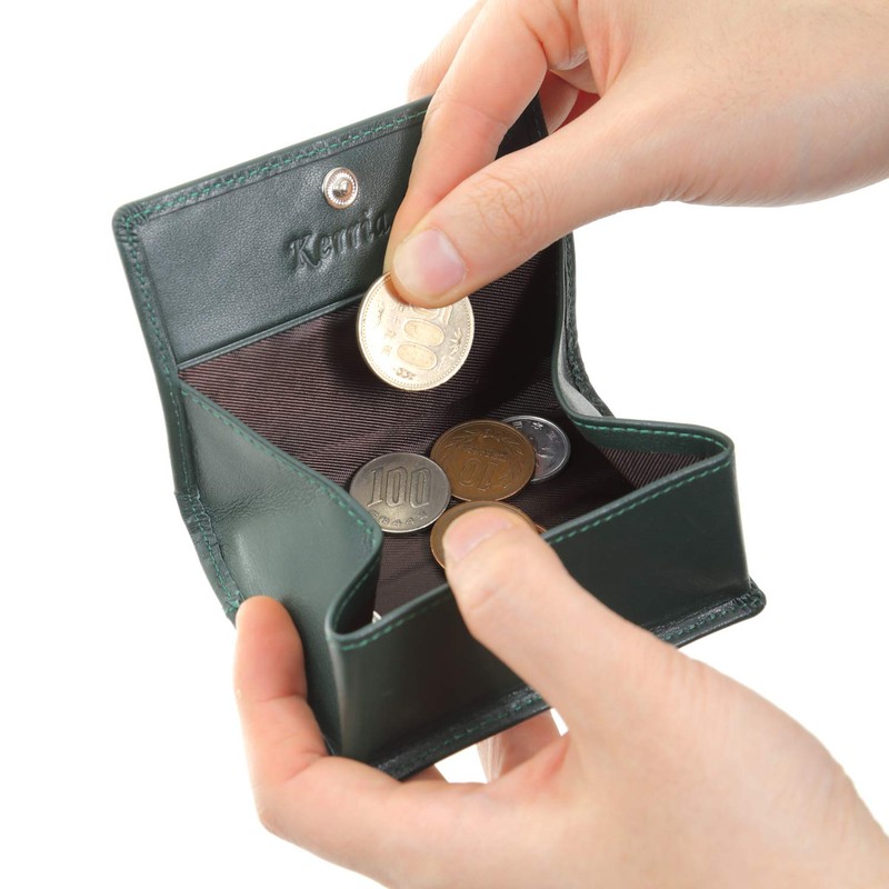 kerria.j (Yamabuki) Genuine Leather Coin Purse, Box-type, Men's, Thin, Card