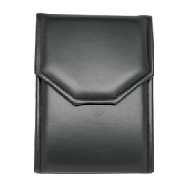 Novel Box Premium Large Black/Black Stitched Leatherette Pearl/Omega Necklace Folder + Custom NB Pouch